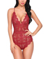 Fashion Rose Red Lace See-through One-piece Underwear