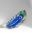 Fashion Silver Alloy Diamond Drip Oil Feather Brooch