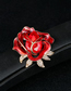 Fashion Red Alloy Diamond Drop Oil Flower Brooch