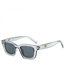 Fashion Transparent White And Gray Flakes Ac Large Square Frame Sunglasses