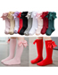 Fashion Wine Red Double Bow Knit Baby Socks
