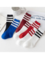 Fashion White And Red Stripes Cotton Knit Baby Socks