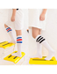 Fashion White And Blue Stripes 45 Cm Recommended For 10 To 15 Years Old Cotton Three Stripes Knit Children's Socks