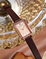 Fashion Brown Coffee Stainless Steel Diamond Square Dial Watch