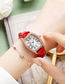 Fashion Red Stainless Steel Diamond Square Dial Watch