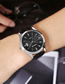Fashion Silver Shell With White Face And Black Belt Stainless Steel Round Dial Watch