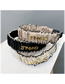 Fashion Champagne Base Letters Metallic Monogram Lace Color-block Pleated Wide-brimmed Headband