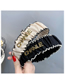 Fashion Champagne Base Letters Metallic Monogram Lace Color-block Pleated Wide-brimmed Headband