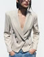 Fashion Apricot Texture Double -breasted Suit Jacket