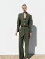 Fashion Green Polyester Rolled Pocket Trousers