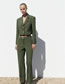 Fashion Green Polyester Buckle Lapel Short Suit Jacket