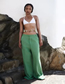 Fashion Green Linen Straight Trousers