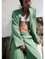 Fashion Green Liney Pocket Buckle Suit Jacket