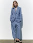 Fashion Light Blue Polyester Single Buckle Pocket Decorative Suit Jacket
