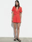 Fashion Orange Linen-blend Pleated Culottes