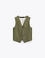 Fashion Green Linen Breasted Vest Jacket