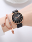 Fashion Black + Bracelet Alloy Round Dial Watch