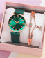 Fashion Green + Bracelet Alloy Diamond Round Dial Watch