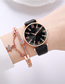 Fashion Black + Bracelet Alloy Diamond Round Dial Watch