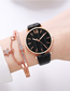Fashion Black + Bracelet Alloy Round Dial Strap Watch