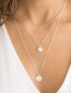 Fashion Gold Alloy Geometric Disc Multilayer Necklace
