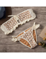 Fashion Beige Lace Daisy Pleated Bandeau One-piece Swimsuit