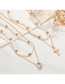 Fashion Cross Alloy Cross Beaded Double Layer Necklace