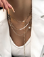 Fashion Gold Geometric Pearl Panel Chain Layer Necklace