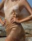 Fashion Blue Mesh Lamé See-through Sunscreen Blouse