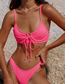 Fashion Rose Red Polyester Lace Up One-piece Swimsuit