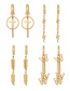 Fashion Golden 4 Titanium Steel Leaf Tassel Chain Hoop Earrings