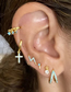 Fashion Platinum-turquoise Metal Diamond Double Earrings