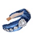 Fashion Navy Blue Alloy Diamond Heart Letter Knotted Denim Headband (4cm)