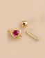 Fashion 882-gold 4# Metal Zirconia Heart Key Piercing Stud Earrings