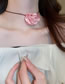 Fashion Necklace - Black Fabric Flower Necklace