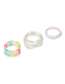 Fashion Color Resin Heart Geometric Beaded Ring Set