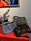 Fashion Denim Blue Pu Belt Buckle Large Capacity Messenger Bag