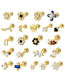 Fashion Single Gold - Style 2 Metal Diamond Flower Piercing Stud Earrings (single)