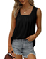 Fashion White Ruched Square Neck Sleeveless Tank Top