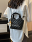 Fashion Black Gold Pu Rhombus Large Capacity Messenger Bag