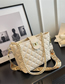 Fashion Off White Pu Rhombus Lock Large Capacity Messenger Bag