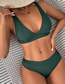 Fashion Green Polyester V-neck One-piece Swimsuit