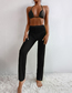 Fashion Black Polyester Halter Neck Ties Two-piece Swimsuit Three-piece Set