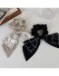 Fashion B Black Chain Clause Fabric Print Bow Ribbon Ruffled Hair Tie