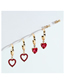 Fashion Gold Alloy Diamond Heart Earring Set