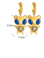 Fashion Gold Powder Eye Blue Diamond Model Alloy Heart Diamond Alien Hoop Earrings