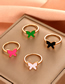 Fashion 04 Green Copper Oil Drip Butterfly Ring