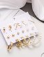 Fashion 3# Alloy Geometric Heart Pearl Earring Set