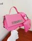 Fashion Pink Pu Letter Flip Crossbody Bag