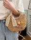 Fashion Khaki Straw Large Capacity Messenger Bag